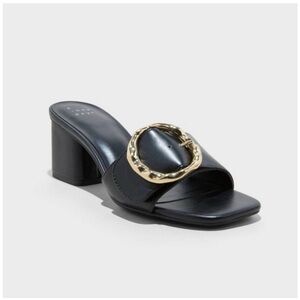 NWOT A New Day | Women’s Diana Gold Buckle Mule Heel Sandal Black Size 10W